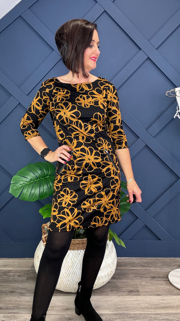 Black & Yellow Floral DARCY Dress