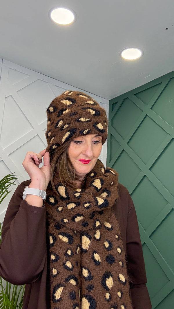 Amy Animal Print Knit Hat