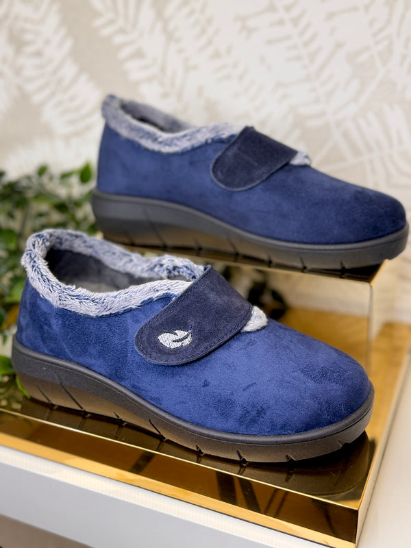 Lyla Navy Ladies Full Slipper