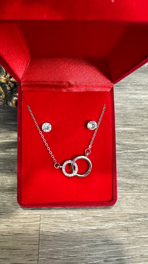 Silver Plated Necklace and Earring Gift Set