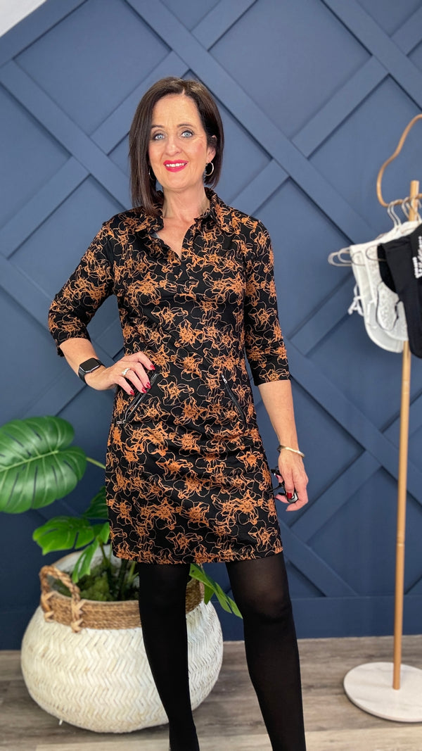 Black & Ginger Floral DARCY Dress