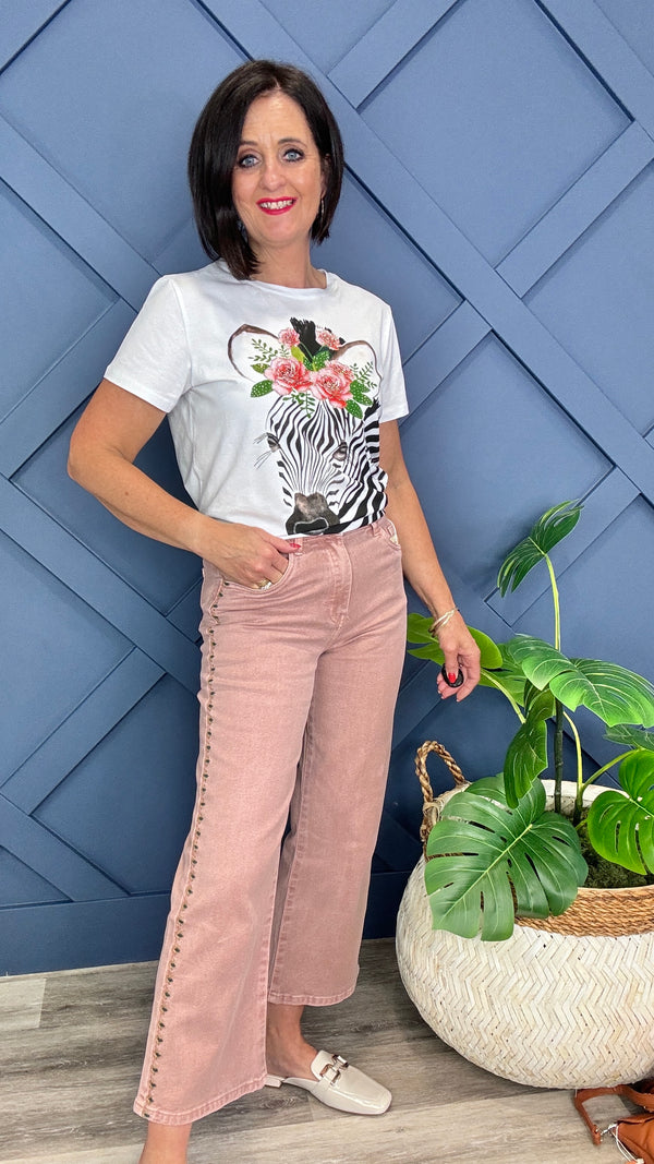 Rosie Dusky Pink Wide Leg Jeans