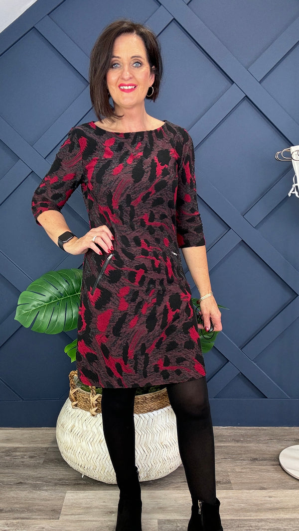 Black & Red multi-texture DARCY Dress