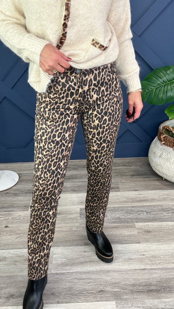 Penny Leopard Coated Jeans