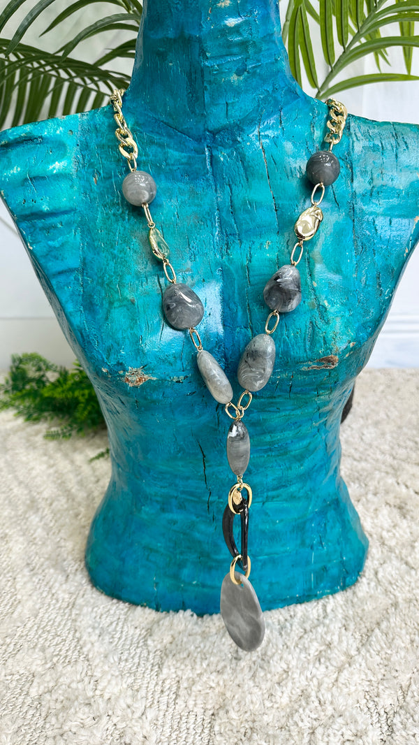 Grey & Gold Statment Neckpiece