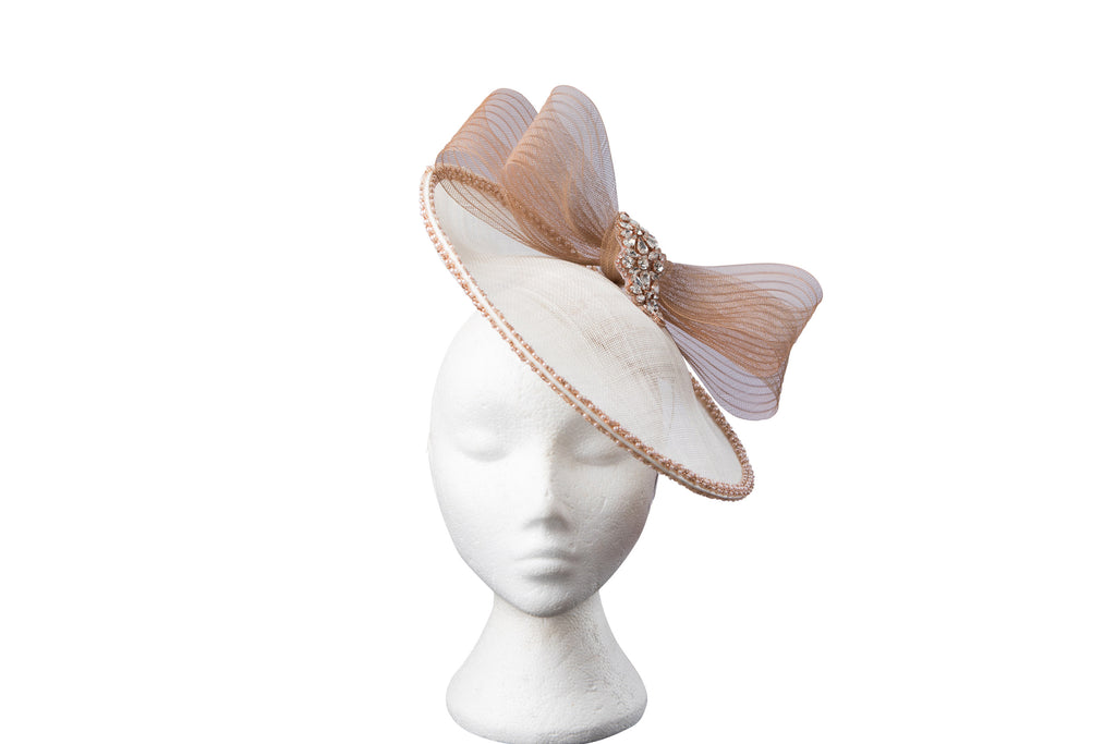 White and RoseGold "Bella" Headpiece.