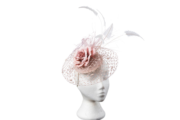 Dusky Pink "Net Circular" headpiece