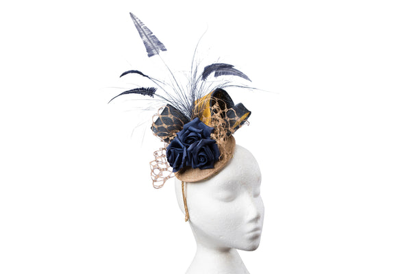 Navy and Gold Headpiece.