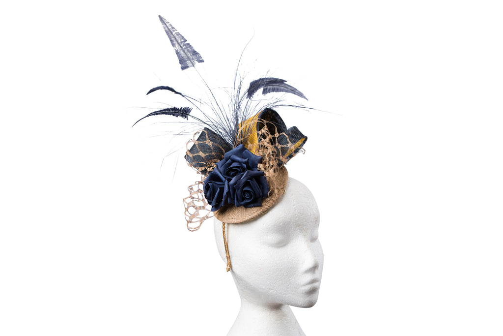 Navy and Gold Headpiece.