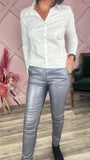 Silver Pleather Trousers