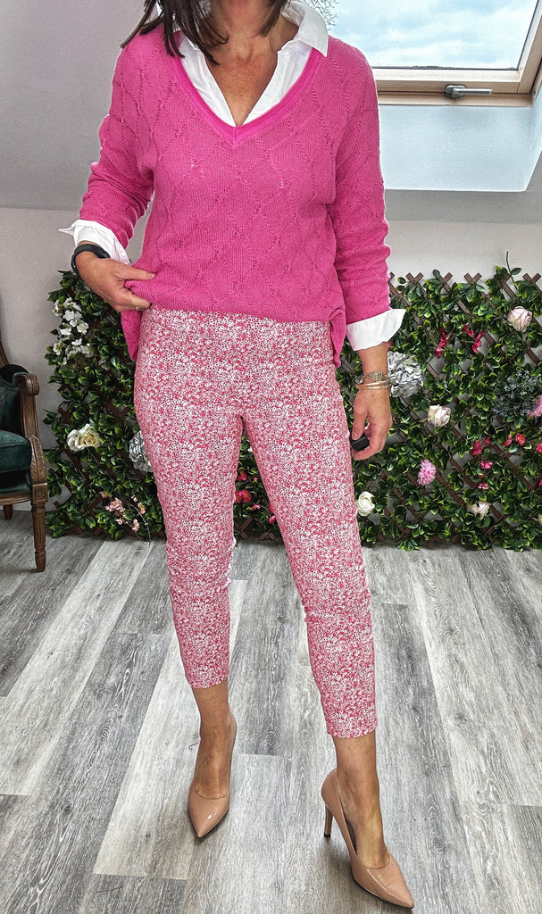 Pink Floral Crop Trousers